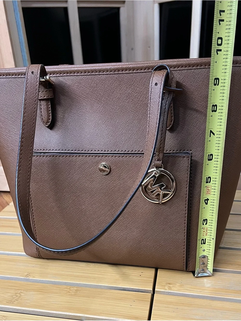 Michael Kors Cognac Brown Jet set travel Saffiano Leather Tote